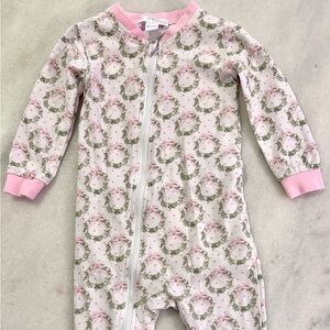 Christmas pajamas with personalized monogram “kate” on the back bottom area